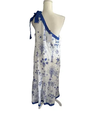 SUGARLIPS Blue White Aegean Maxi Vacay Dress Sz Large NEW NWT thumbnail 7