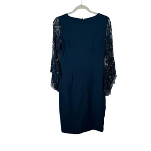 Adrianna Papell Blue Sequin Bat Wing Dress V-Neck Elegant‎ Event Party Womens 6 thumbnail 8
