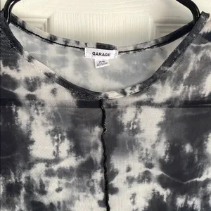 Garage Trendy Black and Gray Tie-Dye Women's Mesh Top thumbnail 2