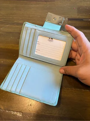 Coach Vintage Kristin Smooth Leather Compact Wallet Bifold Coin Light Blue Y2K thumbnail 3