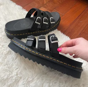 Dr Martens Blaire Leather Slip On Black Platform Sandals NIB thumbnail 2