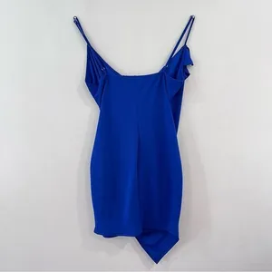 Lulus Keep on Flourishing Blue Ruffled Asymmetrical‎ Bodycon Dress XL thumbnail 6