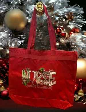 Handmade nurse‎ tote bag Red thumbnail 1