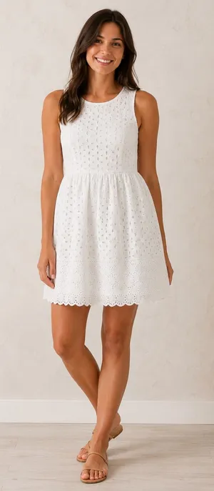 Old Navy White Eyelet Fit & Flare Dress Size 0 Bridal Shower Summer thumbnail 1