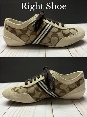 Coach Beyla Tan and Brown Signature Canvas & Suede Sneakers Size 7.5 - VINTAGE thumbnail 16