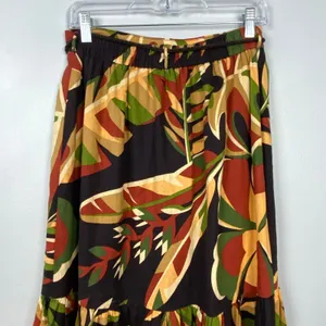 House‎ of Harlow 1960 Tiered Linen Blend Midi Skirt Earth Tones Boho Fairy Small thumbnail 7