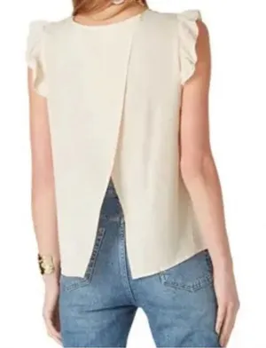 BA&SH Fani Ruffle-trimmed‎ Crepe Top in Cream thumbnail 1