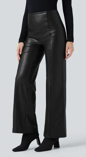 NWT Halara High Waisted Tummy Control Stretchy PU Causal Flare Pants Size Large thumbnail 1