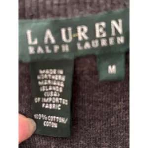 Lauren Ralph Lauren Gray Cotton Shawl Collar Toggle Button Sweater Womens Medium thumbnail 3