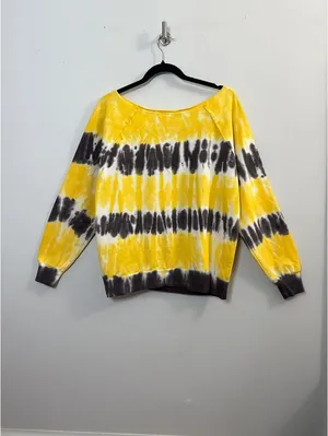 American Vintage Myrtle Beach Tie Dye Sweatshirt Women L Yellow Gray thumbnail 2