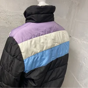 Popsugar puffer coat black block stripe Medium NWT thumbnail 9