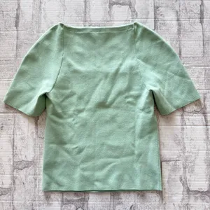 Alice + Olivia Mint Green Square Neck Knit Top Fitted Stretchy Dreamy Feminine S thumbnail 2