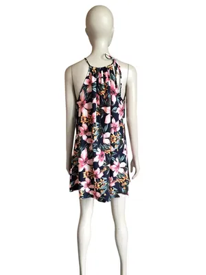 NWT Lulu’s Blue and Pink Flower Patterned Dress thumbnail 4