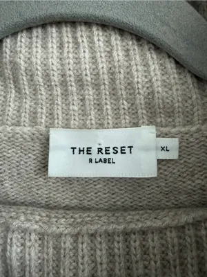THE RESET R Label Black Tan Wool Cashmere Knit Wide Sleeve Turtleneck Sweater XL thumbnail 5