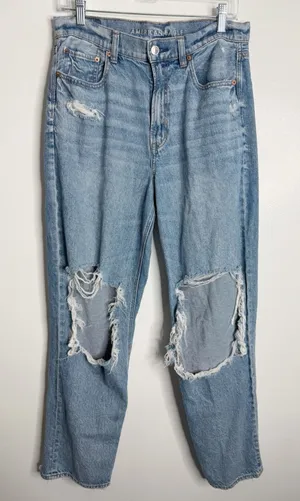 American Eagle Stretch Highest Rise Ripped Baggy Straight 10R‎ Streetwear thumbnail 1