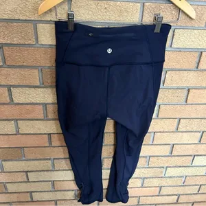 Lululemon On Your Mark Crop 23" Midnight Navy Ruched Athletic Leggings Size 6 thumbnail 5