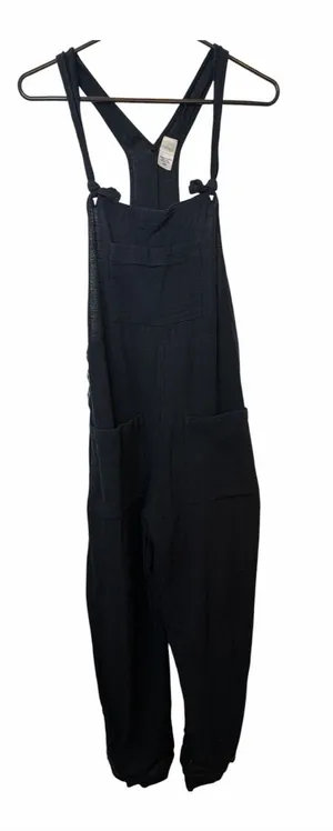 L Space Cali Girl Black Cotton Tie Strap Jumpsuit thumbnail 1