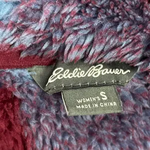 Eddie Bauer Pullover Jacket Plaid Faux Fur Fleece Size Small Sweatshirt Women‎ thumbnail 5
