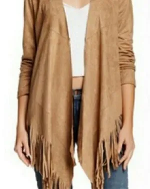 Say What vintage 90’s faux suede open fringe jacket thumbnail 1