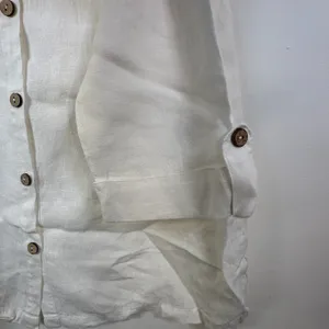 Hot Cotton by‎ Marc Ware White Linen Button Down 3/4 Roll Tab Sleeve Shirt M thumbnail 7