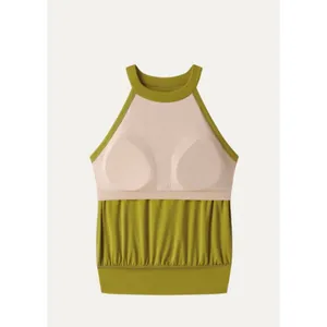 OGL Halter Neck Banded Hem Bra Tank Top Olive Green Size XS Built-In Pads thumbnail 7