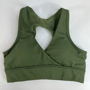 Titan Small Sports‎ Bra Medium Support Open Back Removable Padding Green Stretch thumbnail 1