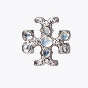 Tory Burch Roxanne Jeweled Stud earrings. New. Faceted crystals & cabochon thumbnail 1