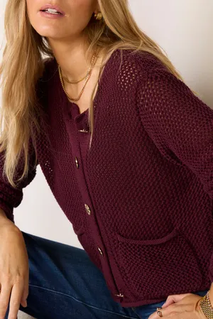 Evereve Emery Open Stitch Cardigan - Vino thumbnail 3