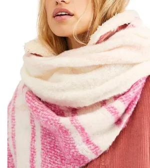 Free People 💗 Gemini Plaid Blanket Scarf💗~petal pink🌷 thumbnail 2