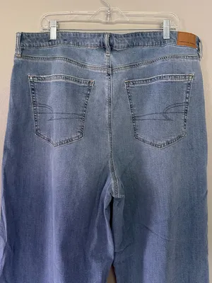 American Eagle Dreamy Drape Super High Rise Baggy Wide Leg Jeans size 18 short thumbnail 13