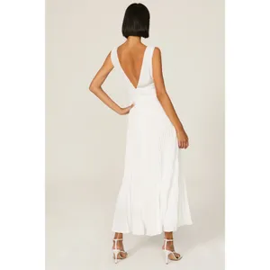 TOME White Accordion Pleated Sleeveless Flowy Bridal Maxi Dress Size 6 thumbnail 4