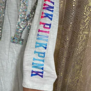 PINK Victoria’s Secret Watercolor Sequin Bling Oversized White T-Shirt, M thumbnail 6