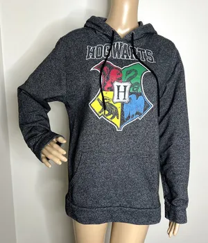 Harry Potter Hogwarts House Crest Gray Hooded Sweatshirt thumbnail 1
