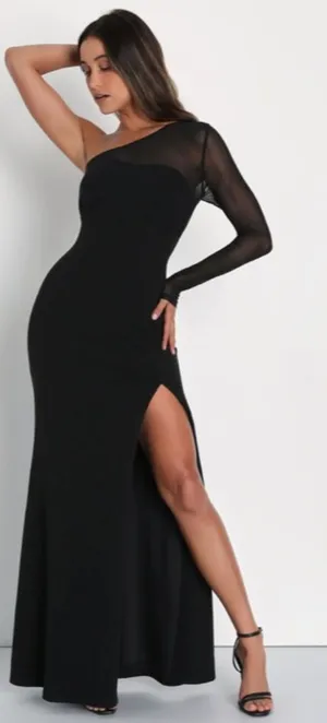 LULU's Prom Wedding Sexy Chic Modern Minimalistic Chic One Shoulder Maxi Dress thumbnail 1