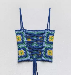 ZARA crochet top blouse crop top bandeau open work summer vacation open back thumbnail 7