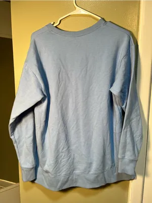 Eddie Bauer Women's Size Small Crewneck Sweatshirt‎ Light Blue Slit Sides Fleece thumbnail 7