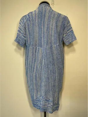 Free People Blue Ruched Open Front Cardigan Cotton M Ballet thumbnail 8