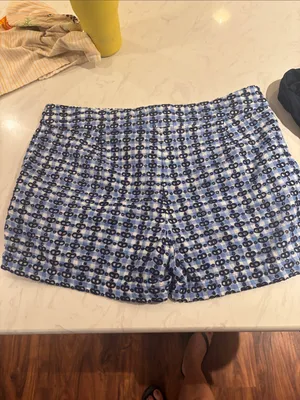 Vineyard Vines Blue Eyelet Gingham Patterned Women's Shorts thumbnail 4