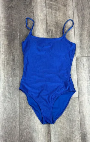 Aerie Blue Ribbed One Piece Swimsuit thumbnail 1