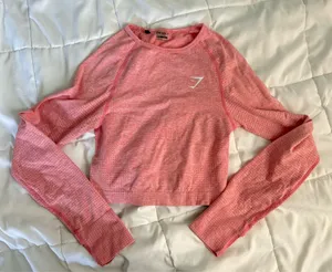 Gymshark Vital Seamless 2.0 Long Sleeve Crop Top Orange M thumbnail 2