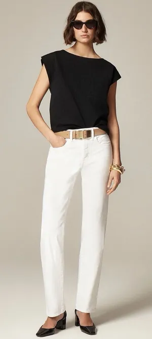 NWT!!‎ J. CREW White '84 Slouchy Jeans Solid Button Fly Straight Legs Size 27 thumbnail 1