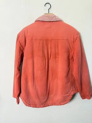 Anthropologie Pilcro Sherpa Shirt Jacket‎ Orange Womens Size M thumbnail 7