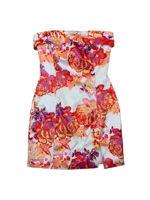 RNWY Jade Acadia Floral Strapless Midi Dress XS Pink Orange Y2K Party Cocktail thumbnail 2