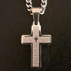 Cross Pendant Necklace Plated Silver Tone 24" Long thumbnail 7