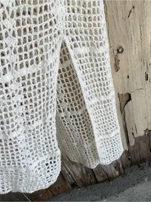 White Stag cream crochet duster sweater vest boho western festival fall Large thumbnail 5