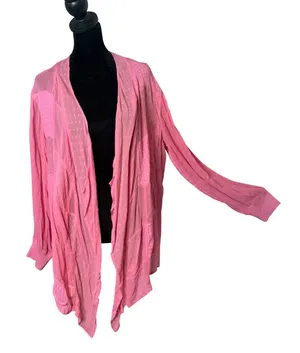 Young Threads Pink Patchwork Open Front Cardigan Size L Festival Embroidered NEW thumbnail 1
