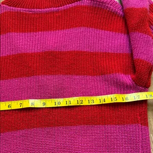 Vibrant Red and Pink Striped Women's Turtleneck Sweater thumbnail 5