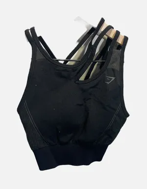 Gymshark Sports Bra Womens Small‎ Black Multi-Strap Cutout Seamless Activewear thumbnail 1