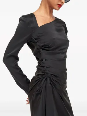 Equipment $550, 100% Silk Annalise Gathered Asymmetric Midi Dress Size 00 thumbnail 2