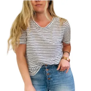 Joie Linen Eyelet Nautical Striped Cottage Scalloped Tiered Short Sleeve Top S thumbnail 5